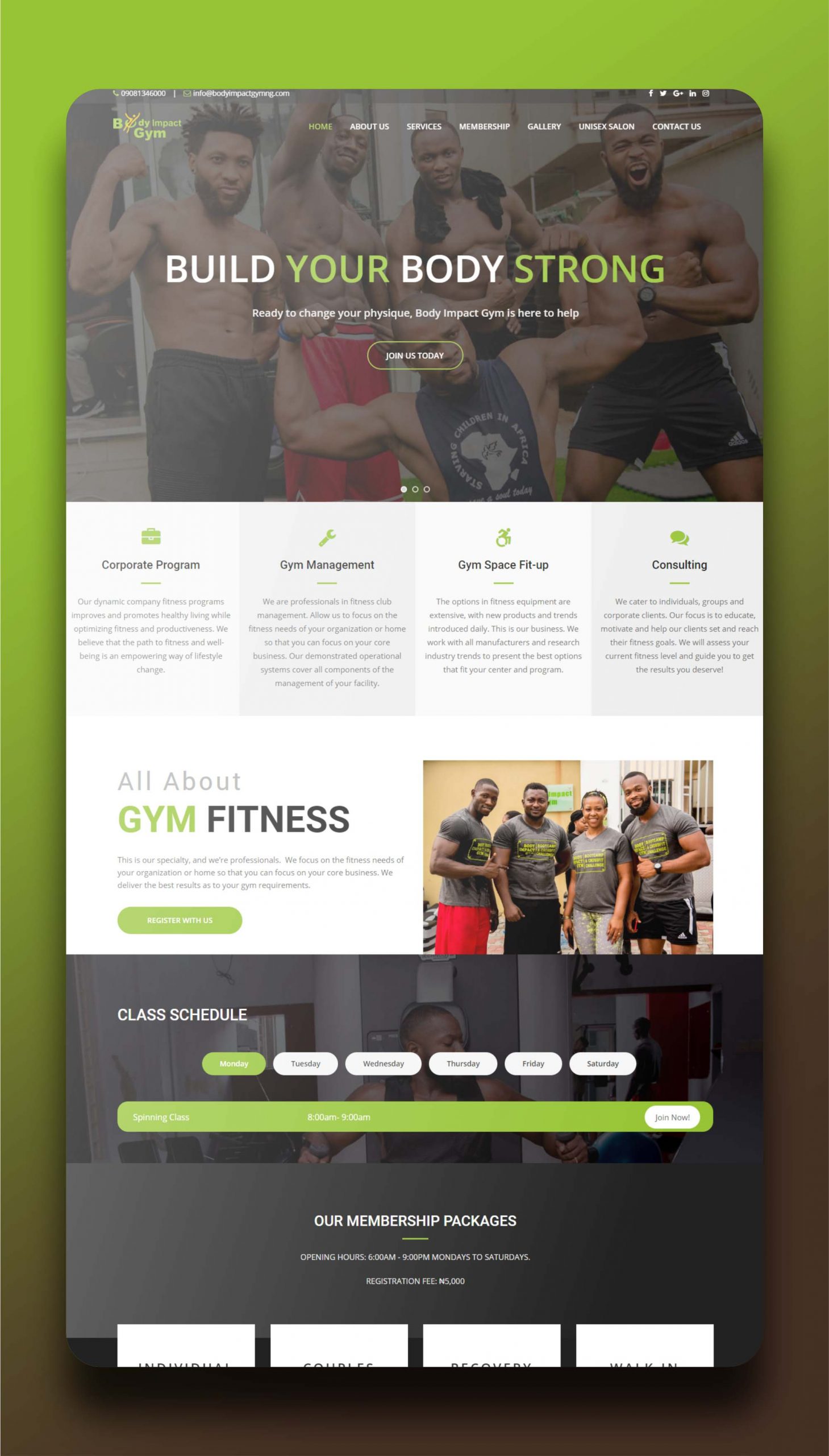 Body Impact Gym | Aggital | Website Design Company in Nigeria